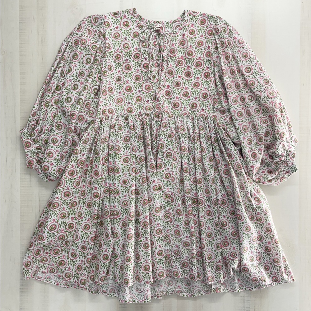 block print handmade India printed floral dress M Etsy pink green